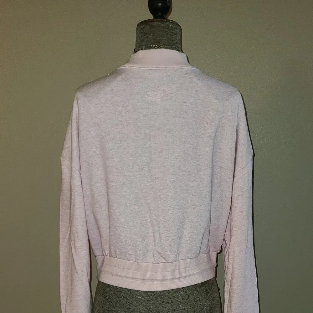 Flirtitude Women's Sweatshirt Relaxed Crop Mock Super Soft Pink Lg Jewelry Free - Picture 8 of 12